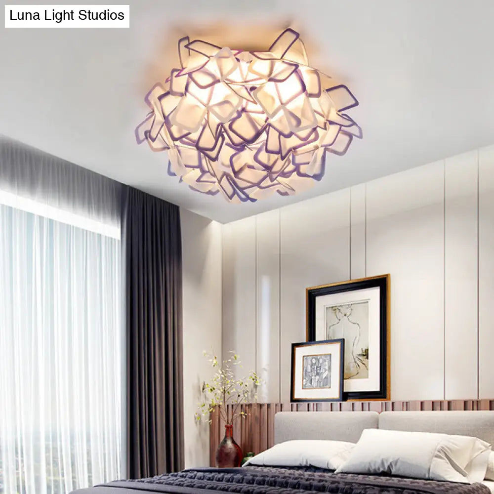 Contemporary Led Blossoming Flower Acrylic Flush Mount Ceiling Light Fixture In White/Black/Blue