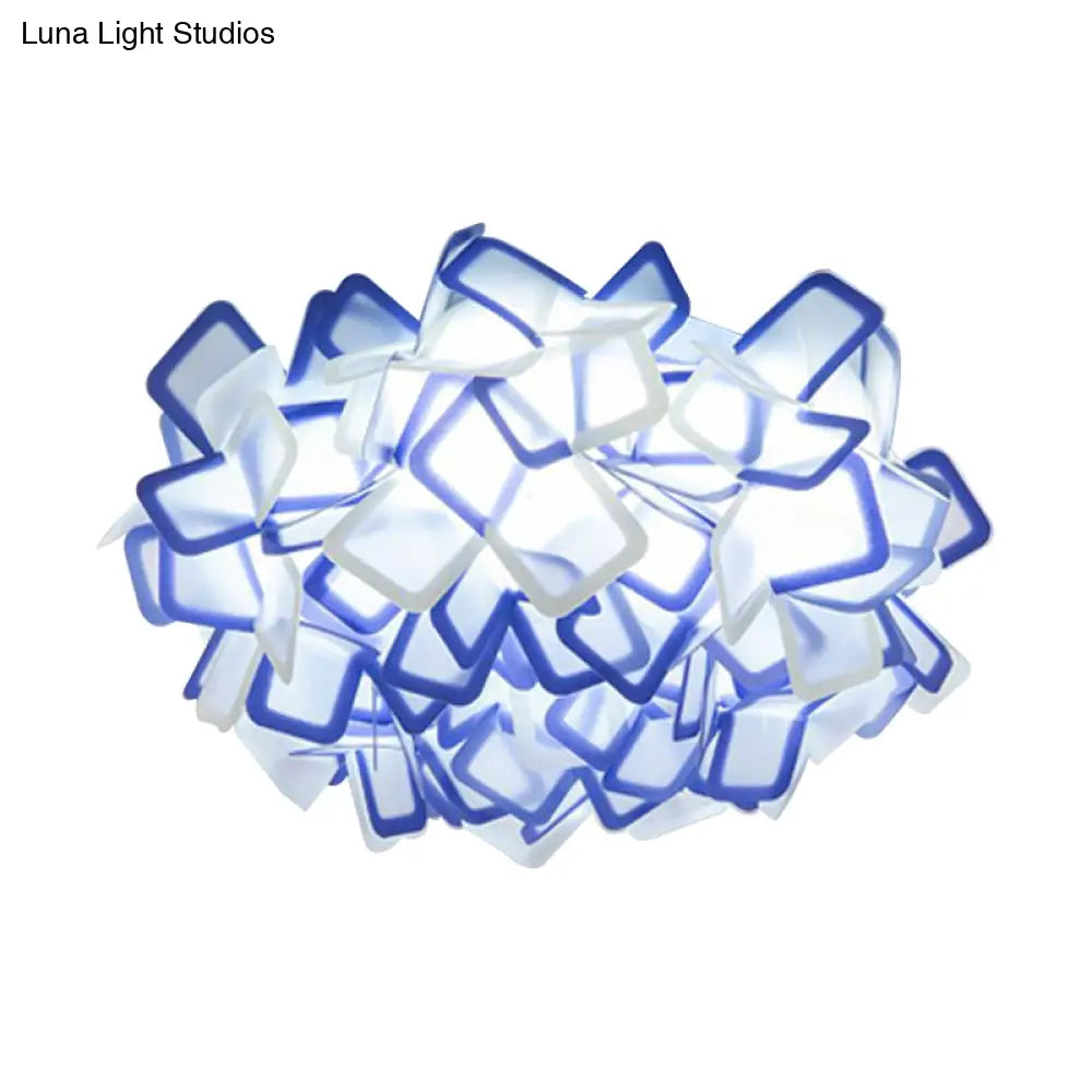 Contemporary Led Blossoming Flower Acrylic Flush Mount Ceiling Light Fixture In White/Black/Blue