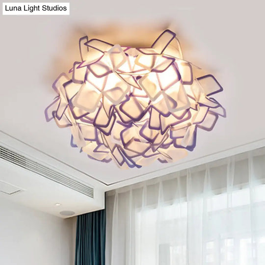 Contemporary Led Blossoming Flower Acrylic Flush Mount Ceiling Light Fixture In White/Black/Blue