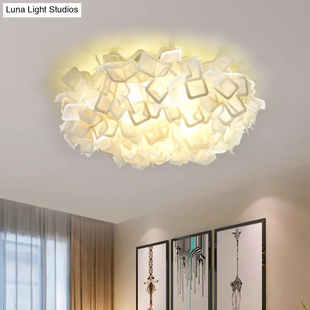 Contemporary Led Blossoming Flower Acrylic Flush Mount Ceiling Light Fixture In White/Black/Blue