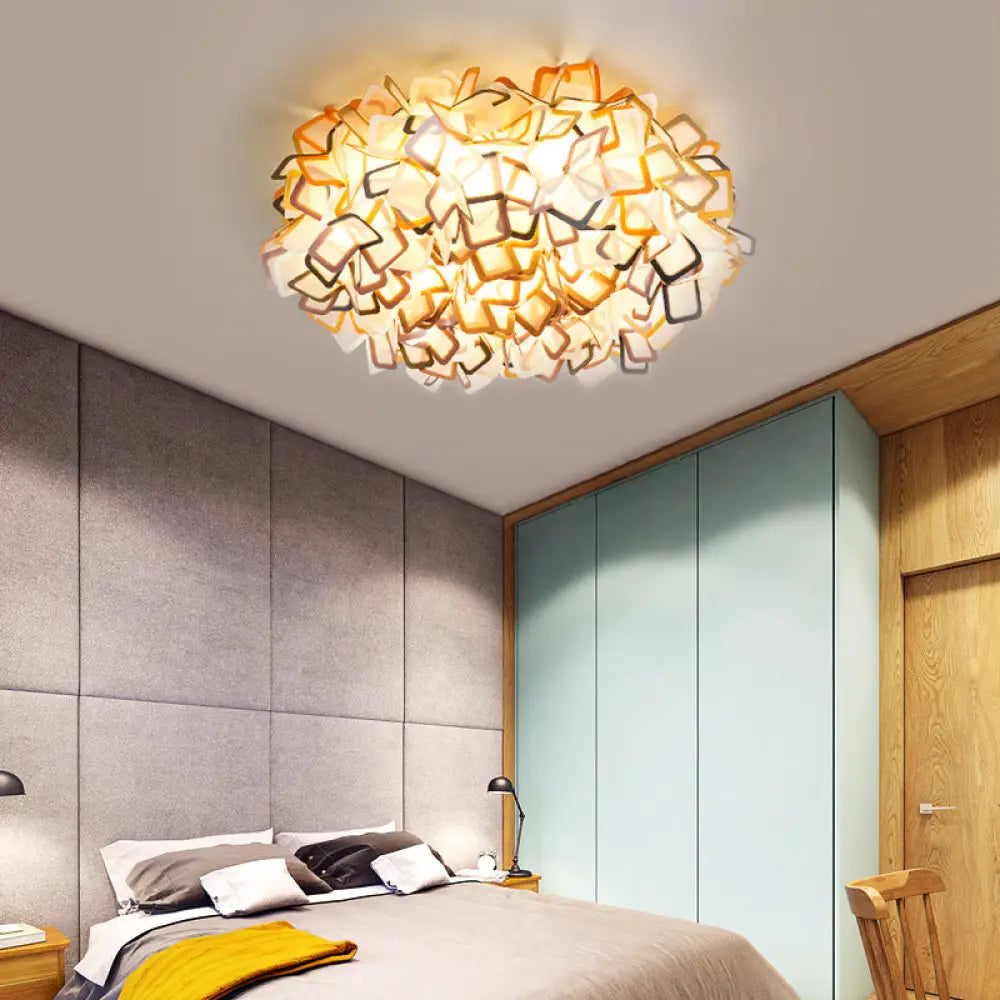 Contemporary Led Blossoming Flower Acrylic Flush Mount Ceiling Light Fixture In White/Black/Blue