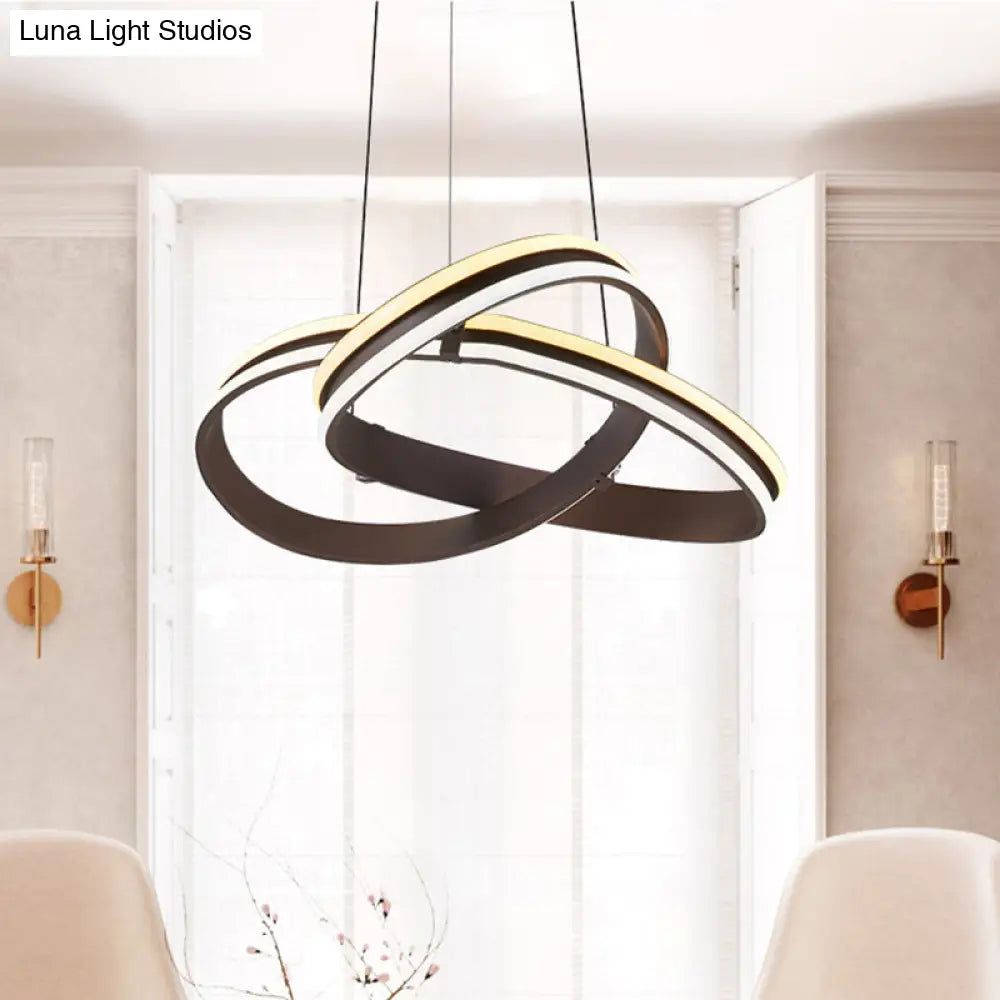 Contemporary Led Brown Acrylic Chandelier Light - Winding Ceiling Pendant In Warm/White/Natural