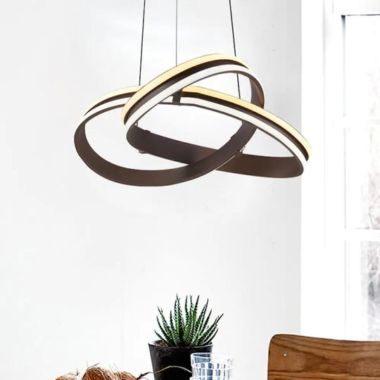 Contemporary Led Brown Acrylic Chandelier Light - Winding Ceiling Pendant In Warm/White/Natural /