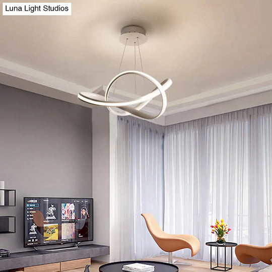 Contemporary Led Ceiling Chandelier Light In Gray-White For Dining Room