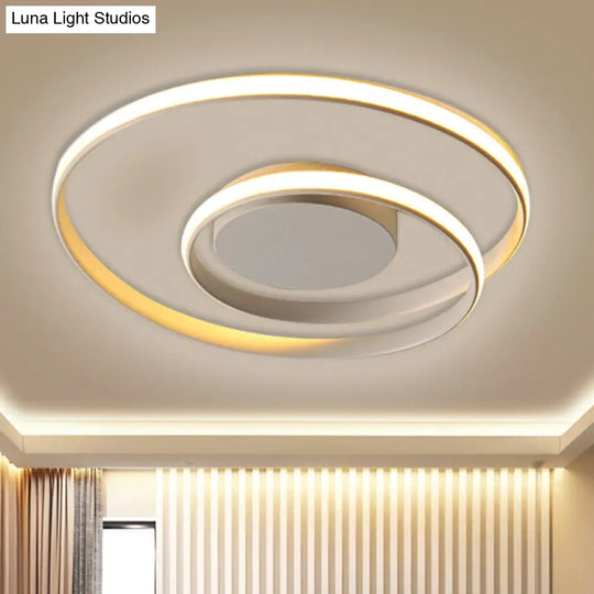 Contemporary Led Ceiling Flush Mount In Black/White - 18/23.5 Wide With Warm/White Light