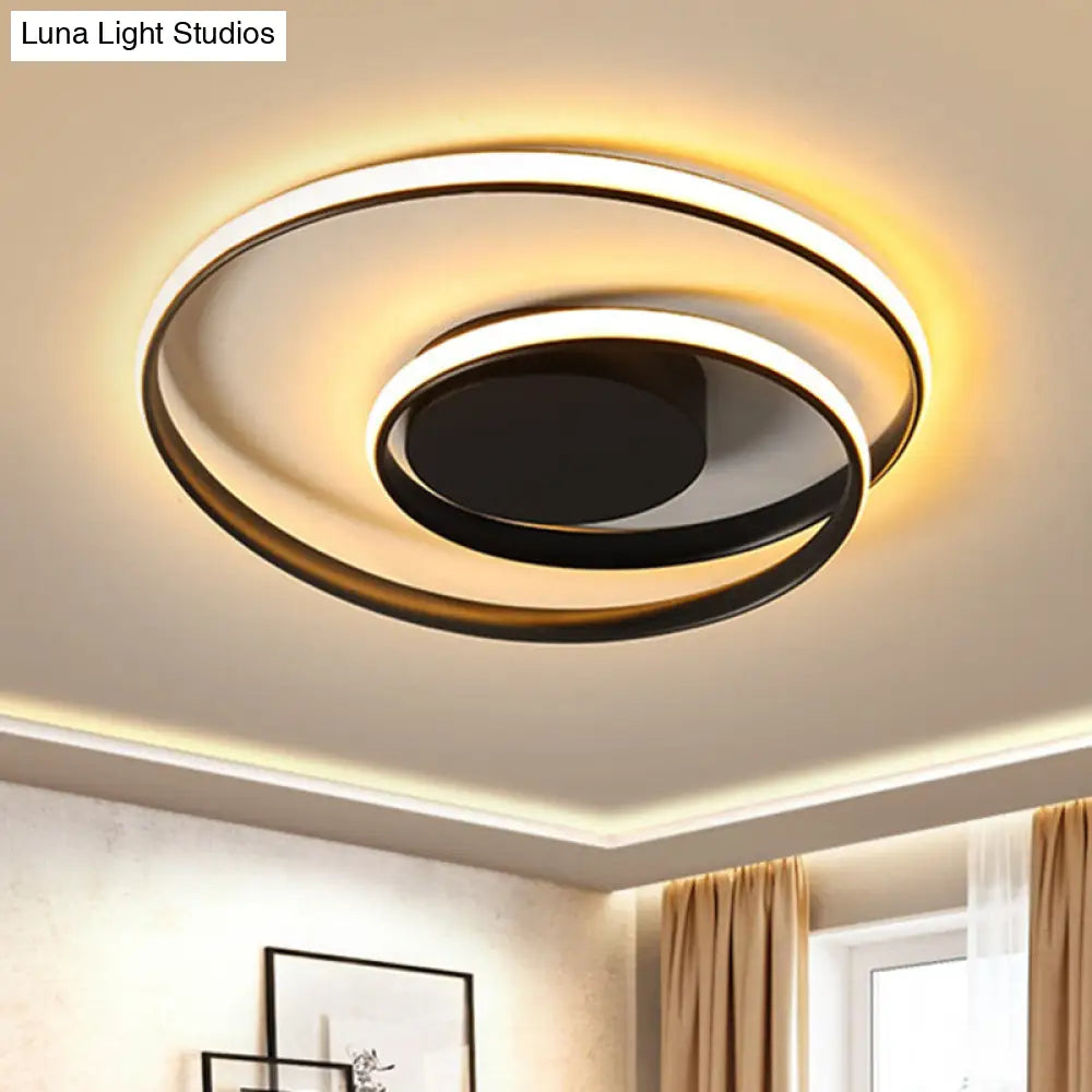 Contemporary Led Ceiling Flush Mount In Black/White - 18/23.5 Wide With Warm/White Light Black / 18