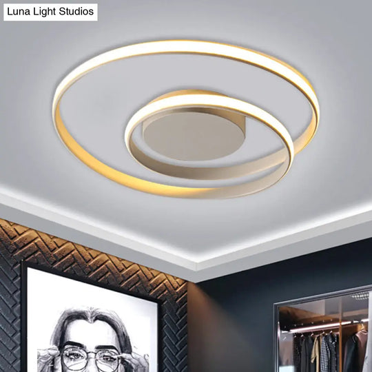 Contemporary Led Ceiling Flush Mount In Black/White - 18/23.5 Wide With Warm/White Light White / 18