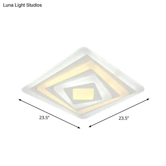 Contemporary Led Ceiling Lamp: Acrylic Spiral Design Flush Mount In White Warm/White Light -