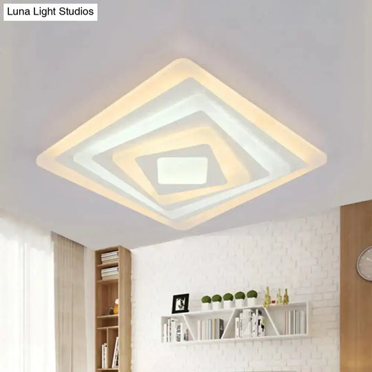 Contemporary Led Ceiling Lamp: Acrylic Spiral Design Flush Mount In White Warm/White Light -