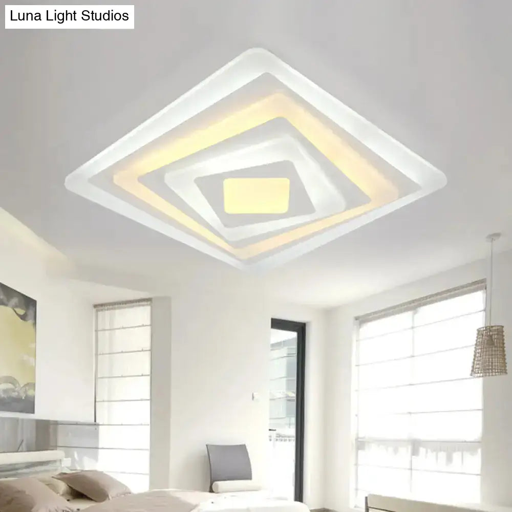 Contemporary Led Ceiling Lamp: Acrylic Spiral Design Flush Mount In White Warm/White Light -