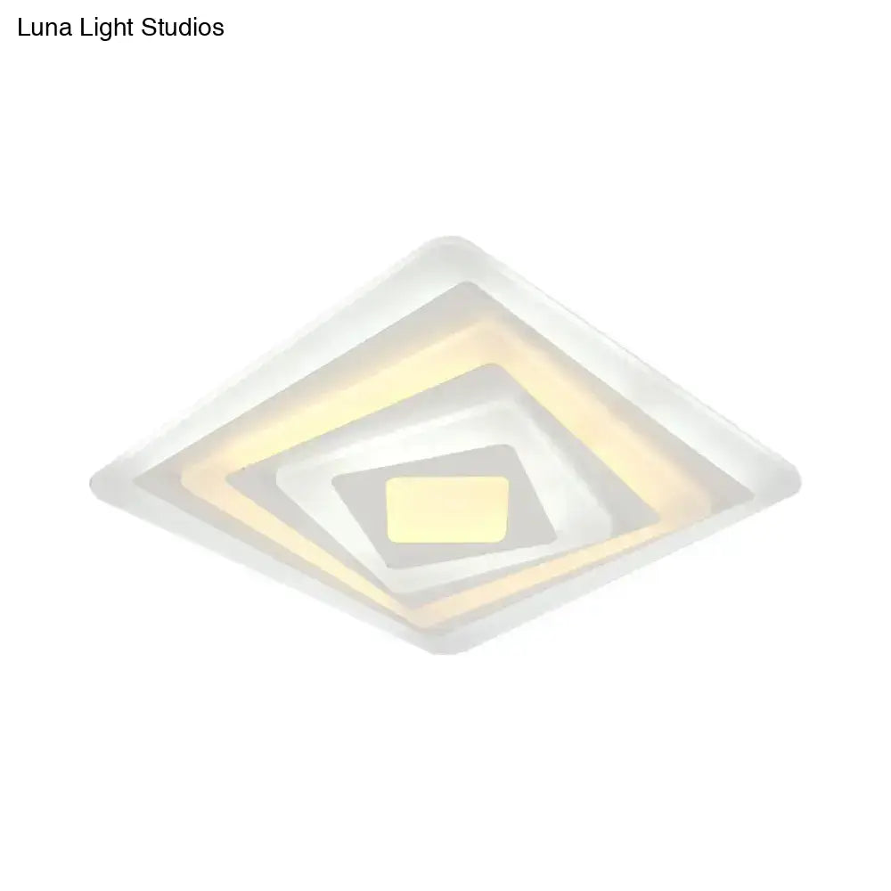 Contemporary Led Ceiling Lamp: Acrylic Spiral Design Flush Mount In White Warm/White Light -