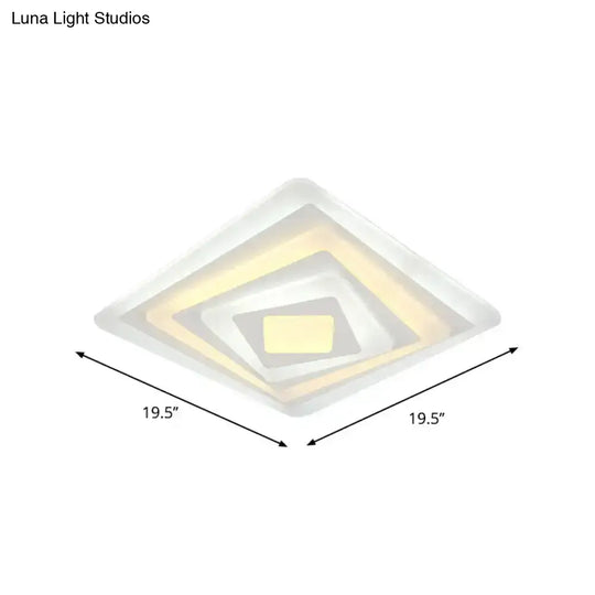 Contemporary Led Ceiling Lamp: Acrylic Spiral Design Flush Mount In White Warm/White Light -