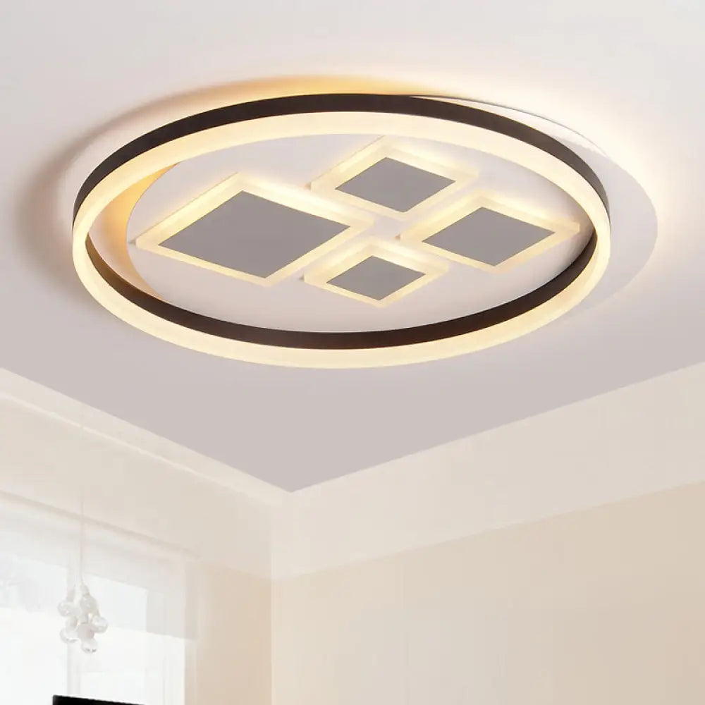 Contemporary Led Ceiling Lamp For Bedroom Décor - Coffee Rhombus Flush Mount Fixture