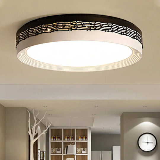 Contemporary Led Ceiling Lamp In Black Round 18’/22’/30’ Dia Flush Mount With Warm/White