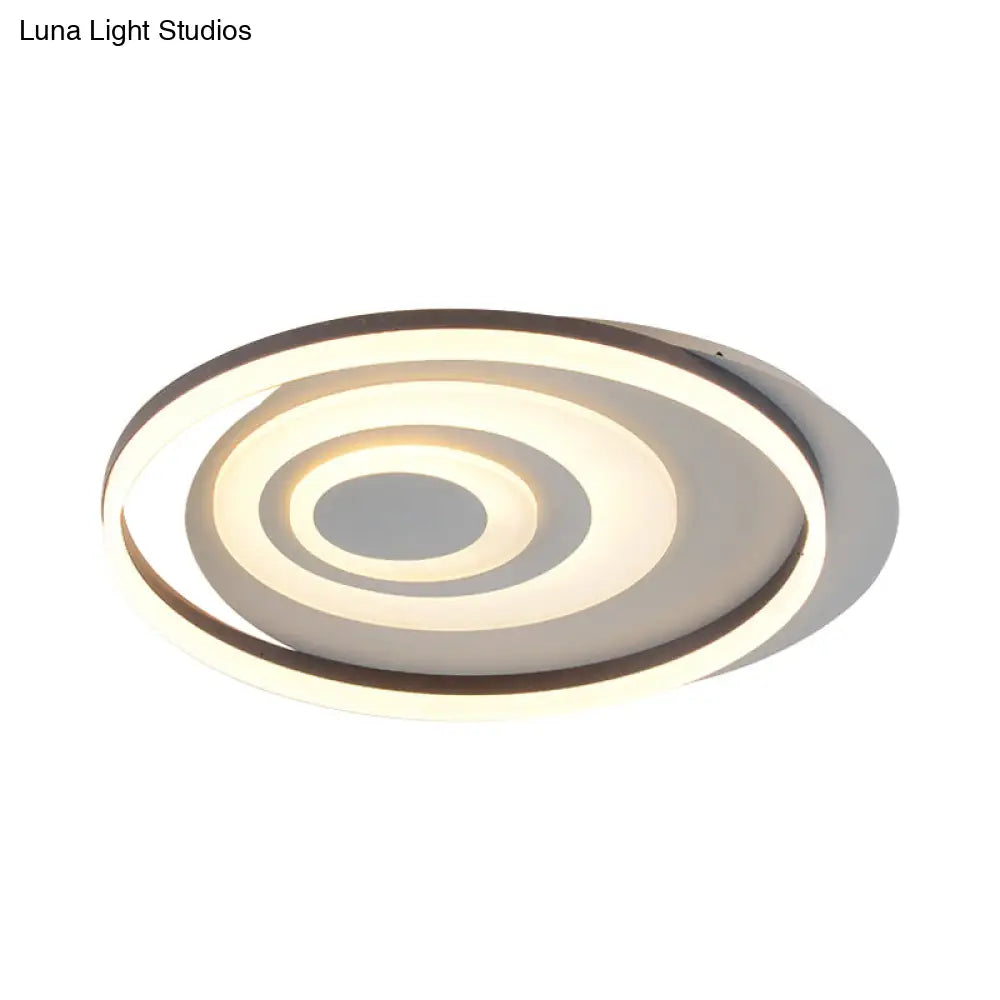 Contemporary Led Ceiling Lamp: White Acrylic Flush Mount For Kids’ Bedroom