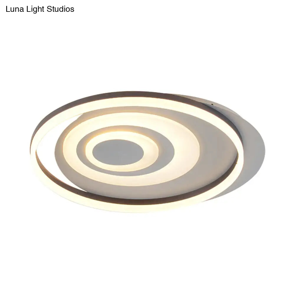 Contemporary Led Ceiling Lamp: White Acrylic Flush Mount For Kids Bedroom