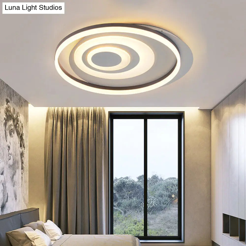 Contemporary Led Ceiling Lamp: White Acrylic Flush Mount For Kids Bedroom