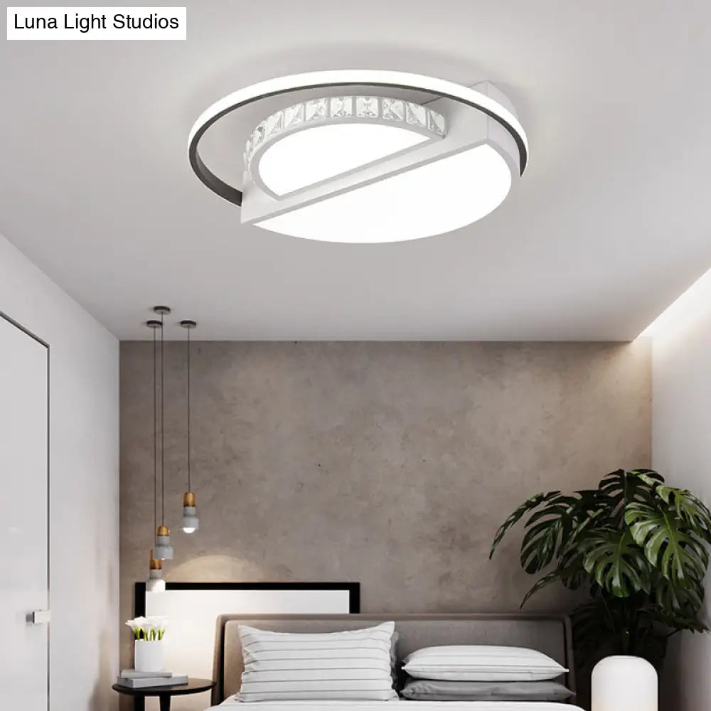Contemporary Led Ceiling Lamp: White Acrylic Flush Mount For Kids’ Bedroom