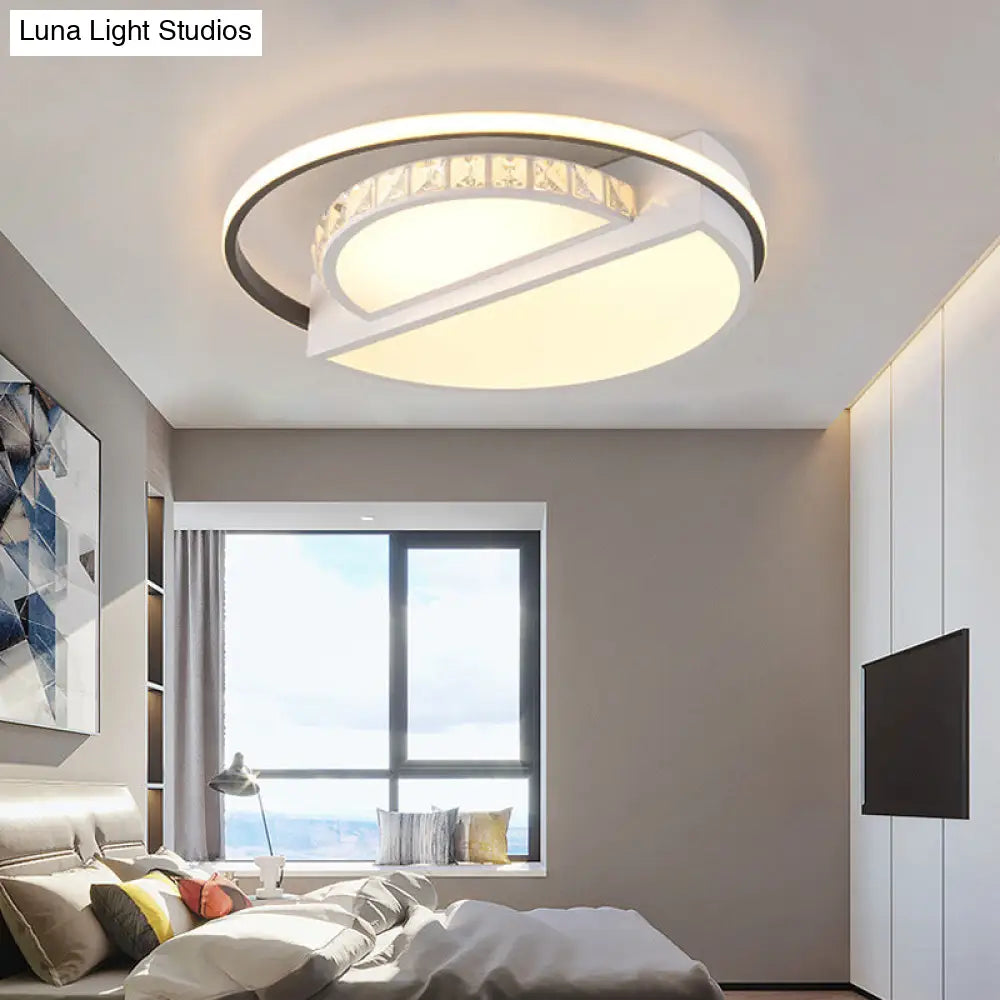 Contemporary Led Ceiling Lamp: White Acrylic Flush Mount For Kids Bedroom / A