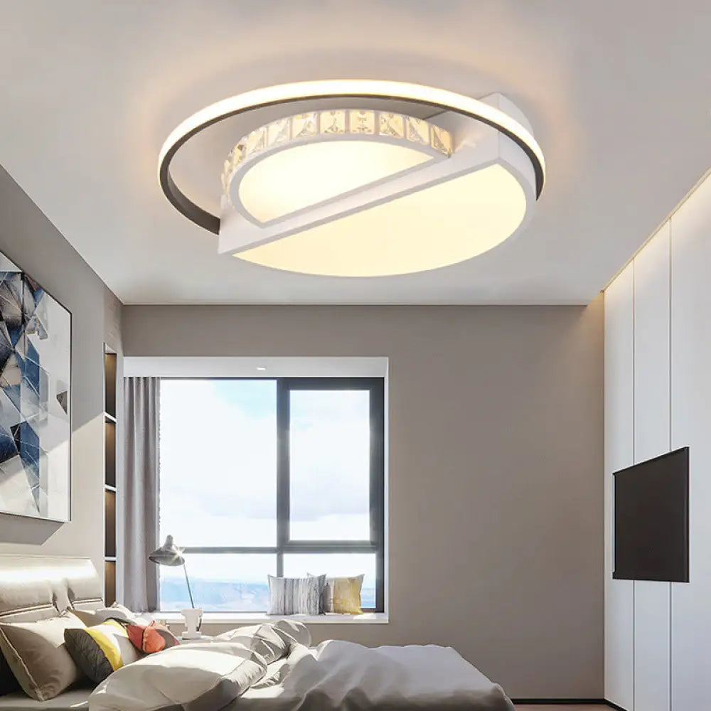 Contemporary Led Ceiling Lamp: White Acrylic Flush Mount For Kids’ Bedroom / A