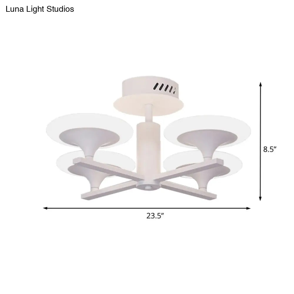 Contemporary Led Ceiling Lamp With Radial Design And Acrylic Shade In White/Warm Light