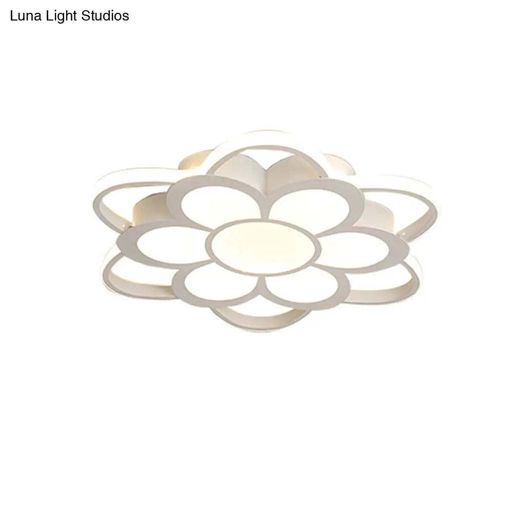 Contemporary Led Ceiling Light: 20.5’/27’/31.5’ Dia White Metal Flush Mount Fixture For