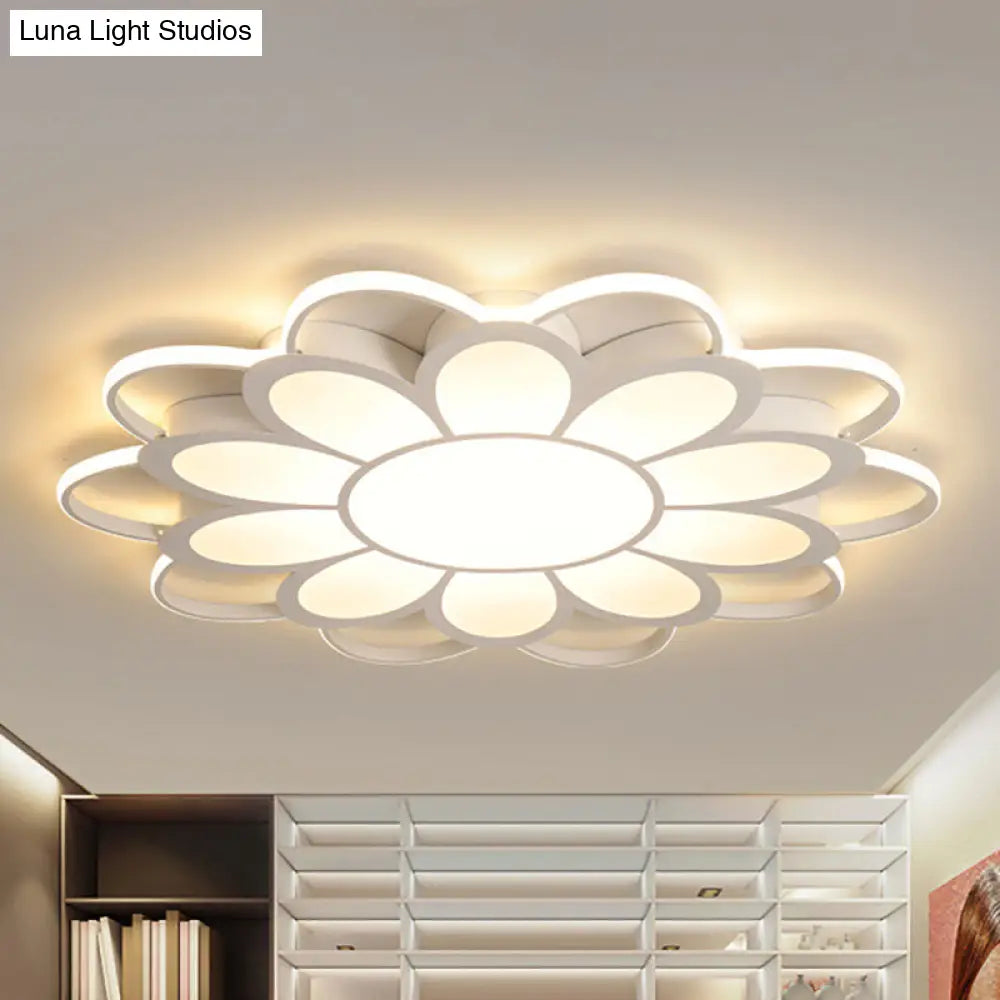 Contemporary Led Ceiling Light: 20.5/27/31.5 Dia White Metal Flush Mount Fixture For Living Room