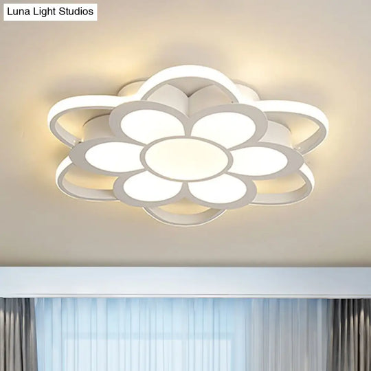 Contemporary Led Ceiling Light: 20.5’/27’/31.5’ Dia White Metal Flush Mount Fixture For