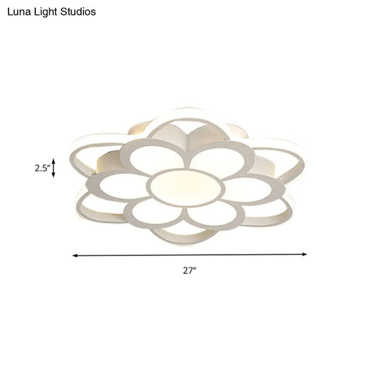 Contemporary Led Ceiling Light: 20.5/27/31.5 Dia White Metal Flush Mount Fixture For Living Room