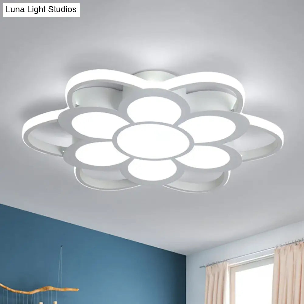 Contemporary Led Ceiling Light: 20.5/27/31.5 Dia White Metal Flush Mount Fixture For Living Room