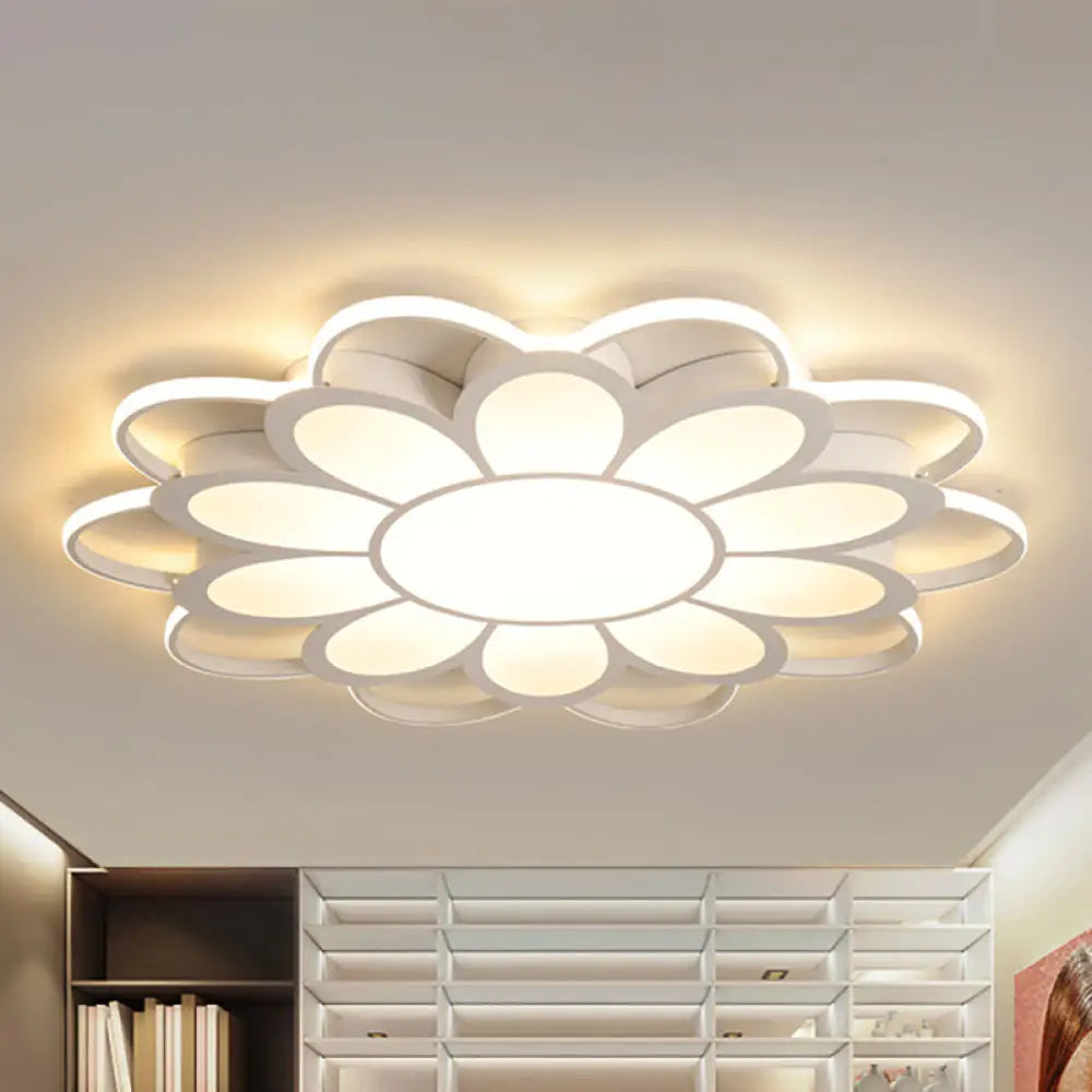 Contemporary Led Ceiling Light: 20.5’/27’/31.5’ Dia White Metal Flush Mount Fixture For