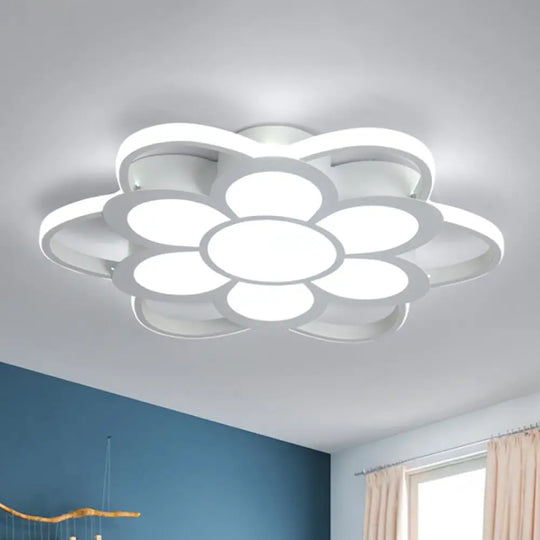 Contemporary Led Ceiling Light: 20.5’/27’/31.5’ Dia White Metal Flush Mount Fixture For