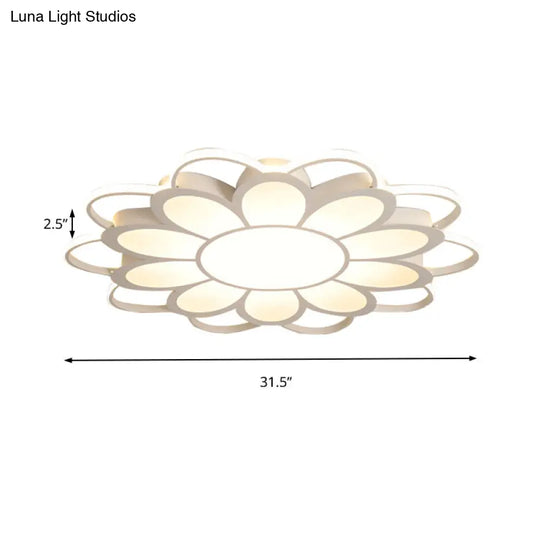 Contemporary Led Ceiling Light: 20.5/27/31.5 Dia White Metal Flush Mount Fixture For Living Room