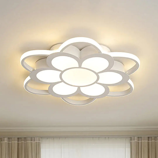 Contemporary Led Ceiling Light: 20.5’/27’/31.5’ Dia White Metal Flush Mount Fixture For