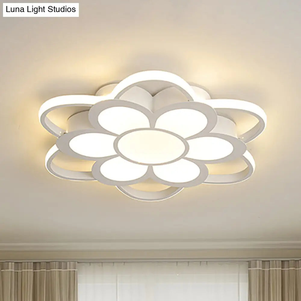 Contemporary Led Ceiling Light: 20.5/27/31.5 Dia White Metal Flush Mount Fixture For Living Room