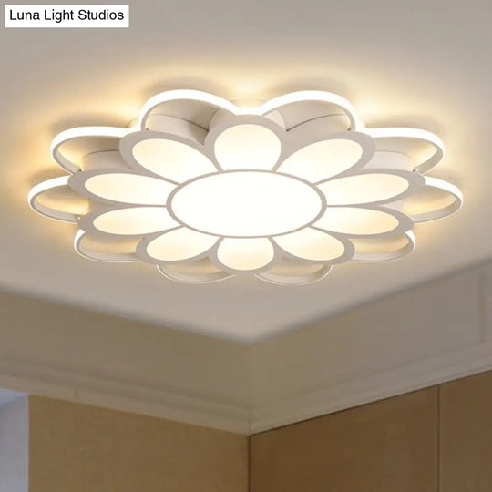 Contemporary Led Ceiling Light: 20.5/27/31.5 Dia White Metal Flush Mount Fixture For Living Room