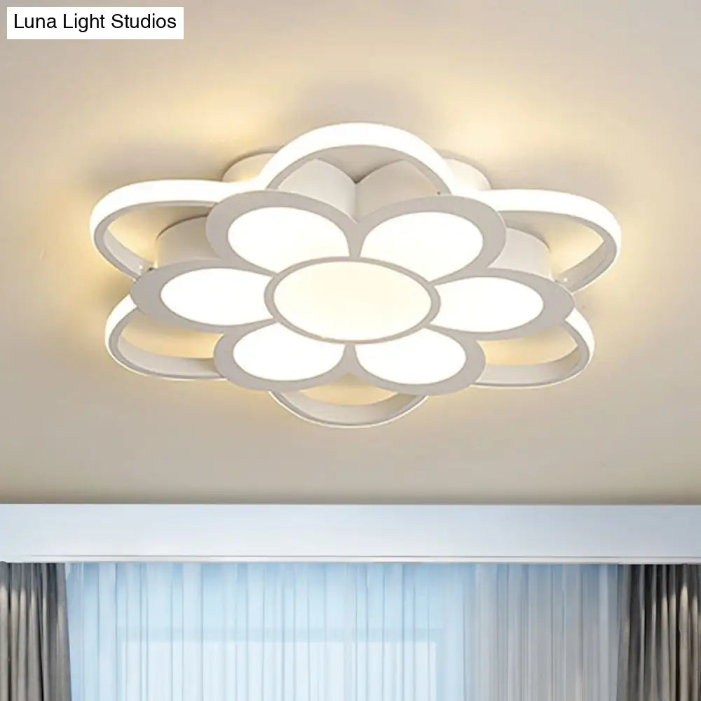 Contemporary Led Ceiling Light: 20.5/27/31.5 Dia White Metal Flush Mount Fixture For Living Room