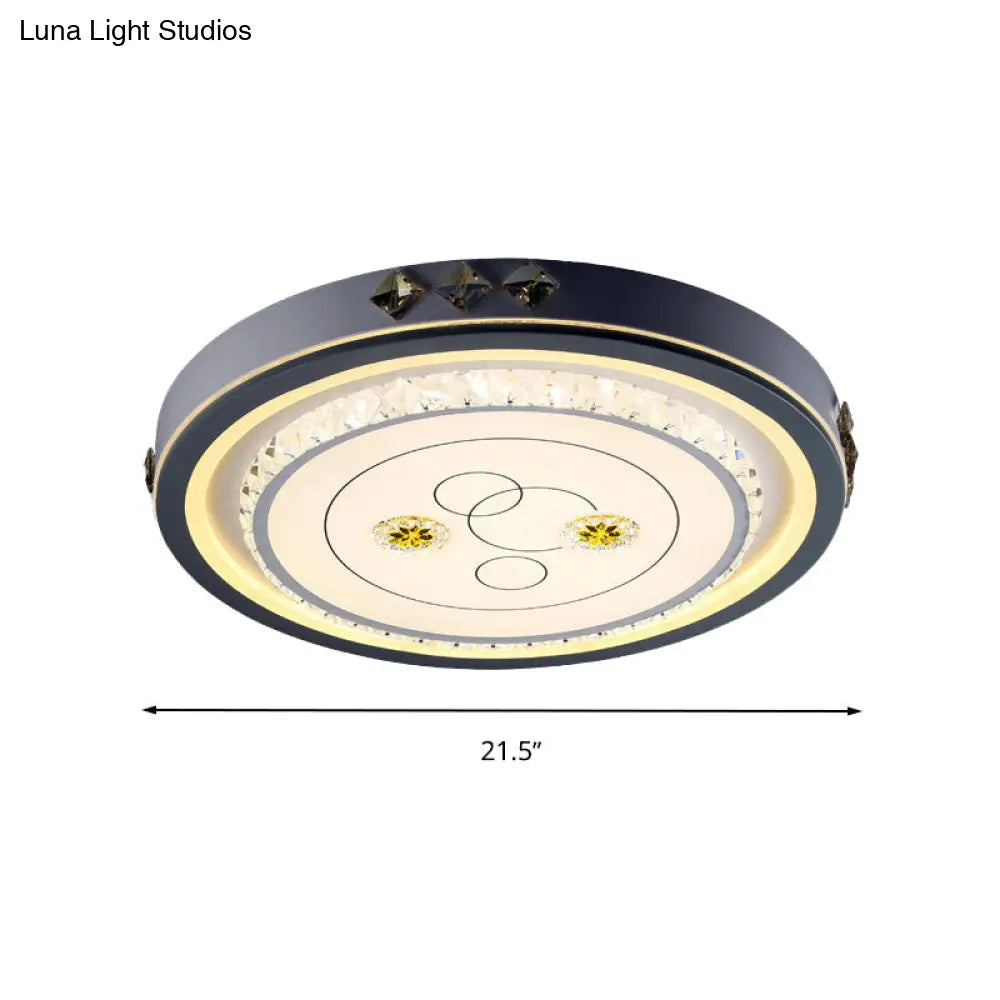 Contemporary Led Ceiling Light - Acrylic White Flush Mount Remote Control Stepless Dimming 3 Color