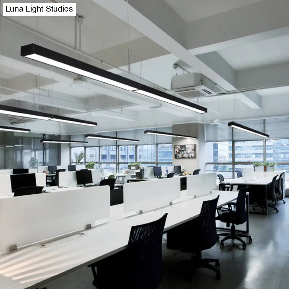 Contemporary Rectangular Acrylic Office Ceiling Light - Led Flush Mount Black Finish Wider Options