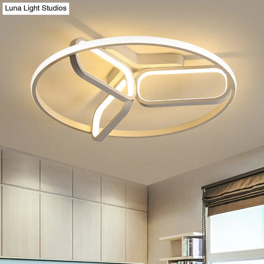 Contemporary Led Ceiling Light With Metallic Shade In Warm/White - Black/White/Gold Oval And Circle