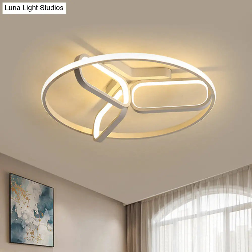 Contemporary Led Ceiling Light With Metallic Shade In Warm/White - Black/White/Gold Oval And Circle