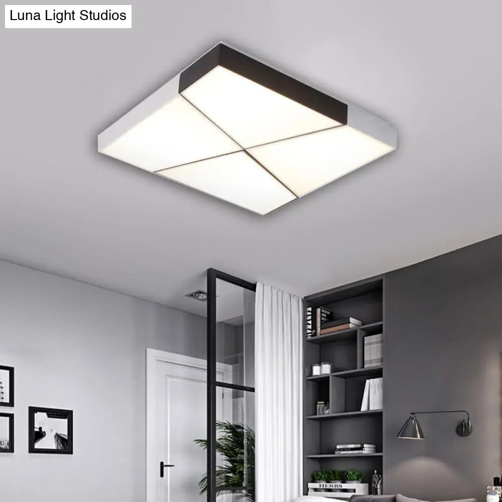 Contemporary Led Ceiling Mount Light - White Acrylic Flushmount For Bedroom