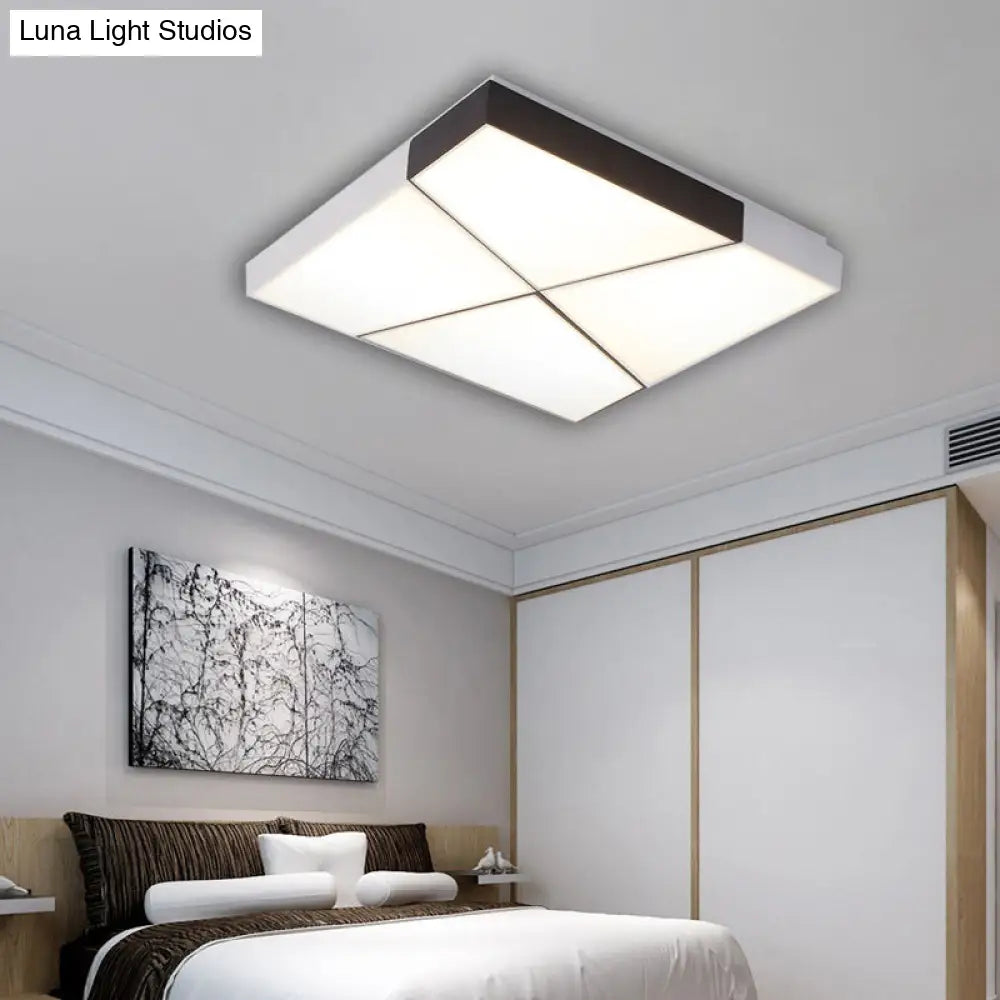 Contemporary Led Ceiling Mount Light - White Acrylic Flushmount For Bedroom