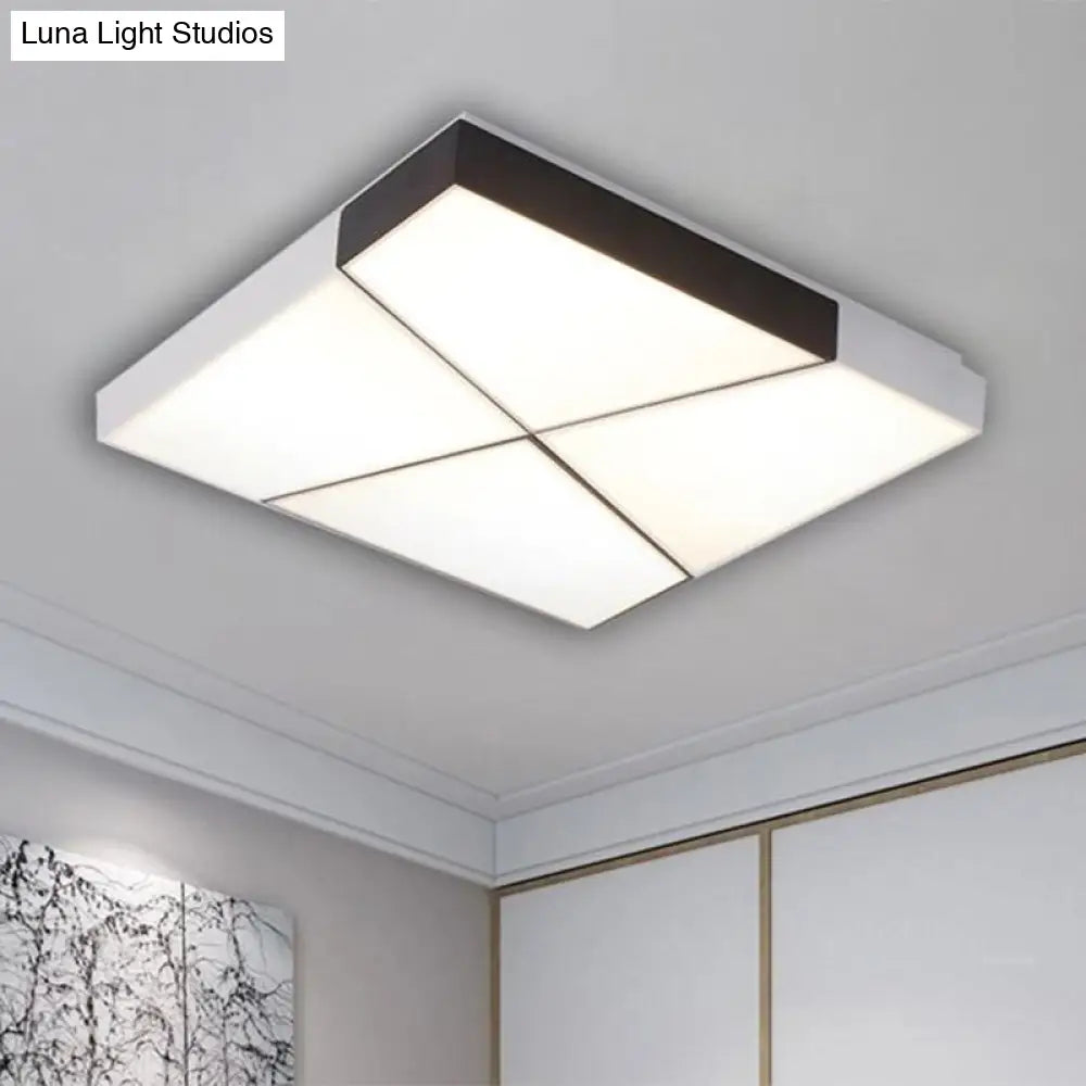 Contemporary Led Ceiling Mount Light - White Acrylic Flushmount For Bedroom