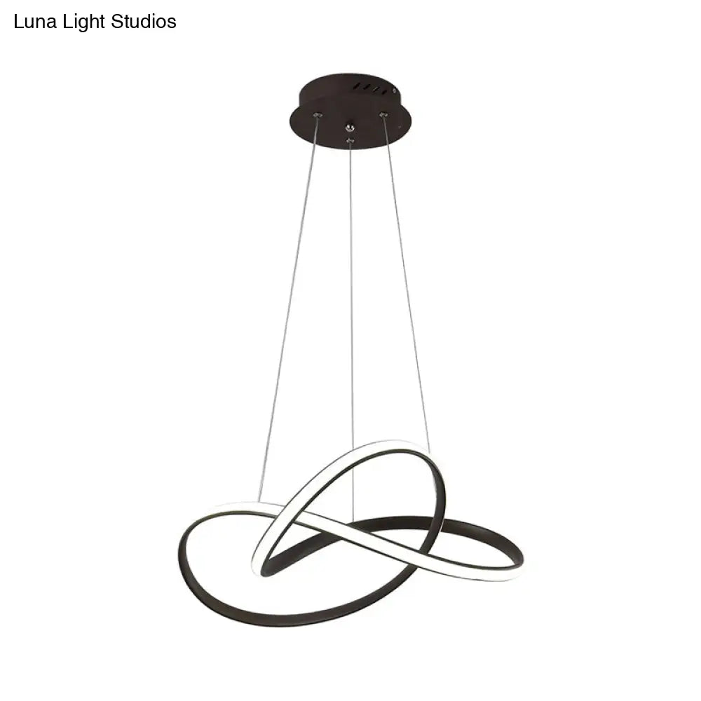 Contemporary Led Chandelier Black/White Ceiling Lamp With Metallic Shade In Warm/White Light Pendant