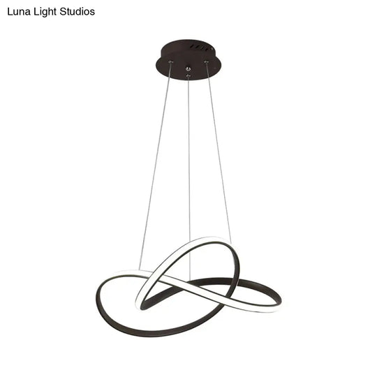 Contemporary Led Chandelier Black/White Ceiling Lamp With Metallic Shade In Warm/White Light Pendant