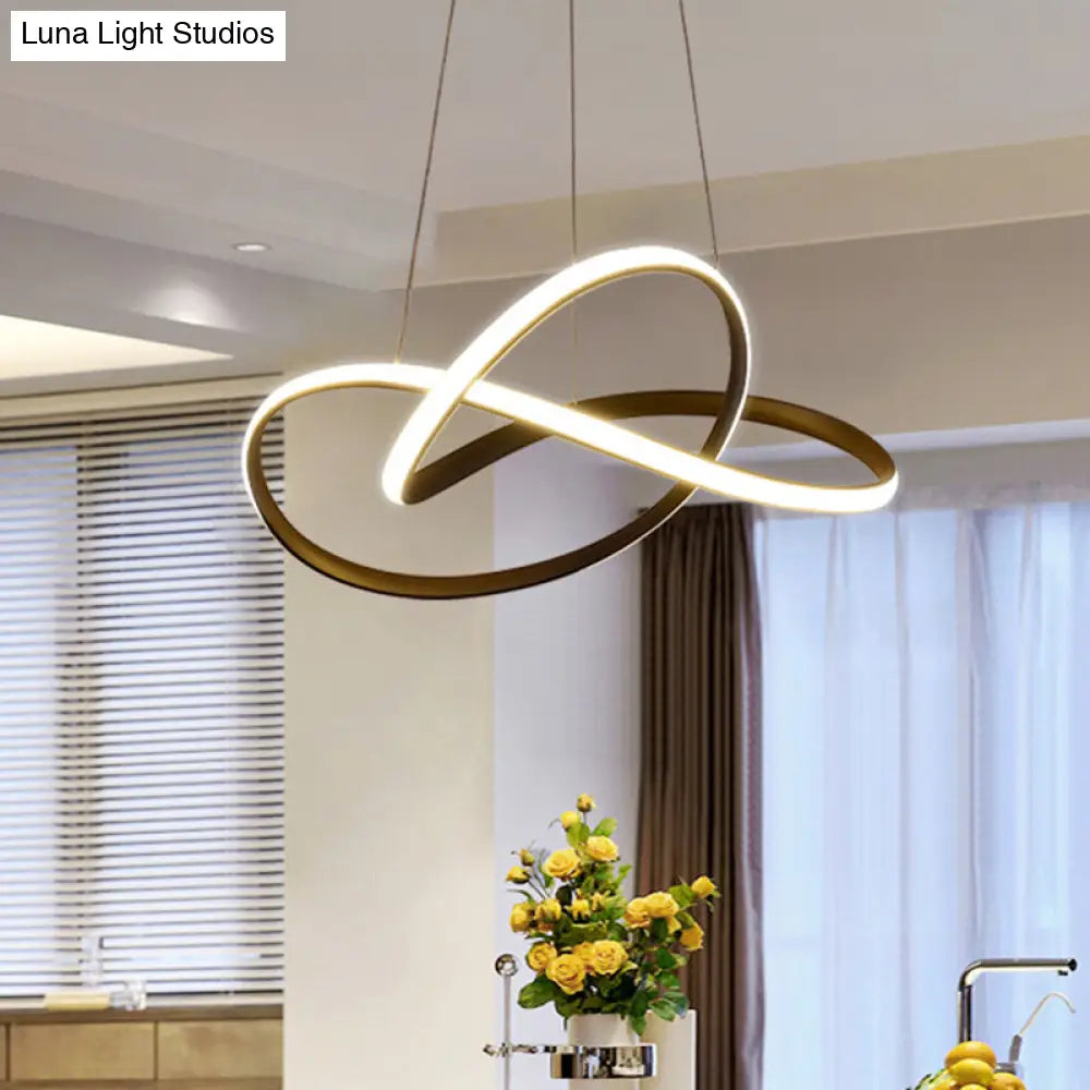 Contemporary Led Chandelier Black/White Ceiling Lamp With Metallic Shade In Warm/White Light