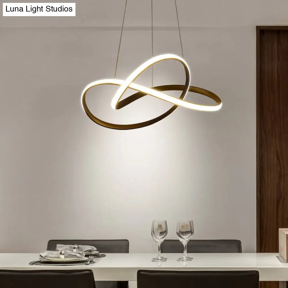 Contemporary Led Chandelier Black/White Ceiling Lamp With Metallic Shade In Warm/White Light Pendant