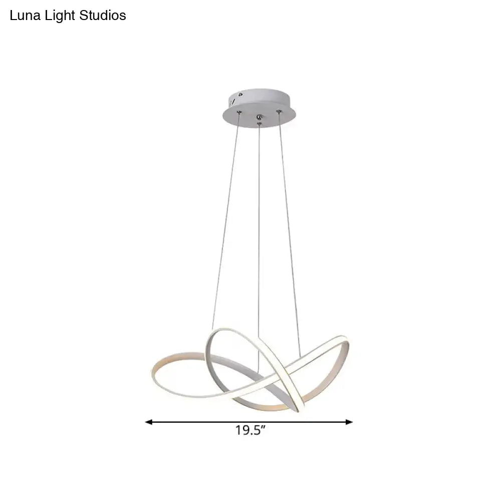 Contemporary Led Chandelier Black/White Ceiling Lamp With Metallic Shade In Warm/White Light