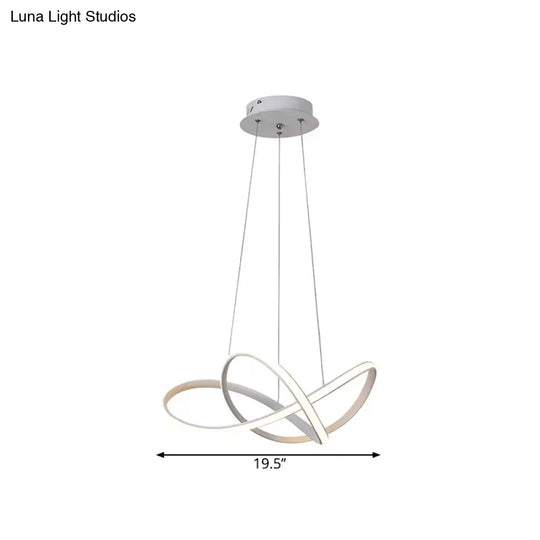 Contemporary Led Chandelier Black/White Ceiling Lamp With Metallic Shade In Warm/White Light